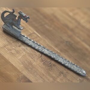 Vintage Denicolo Dragon Incense Burner. 8”x1” Stamped | Textured | Pewter.